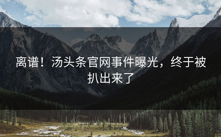 离谱！汤头条官网事件曝光，终于被扒出来了
