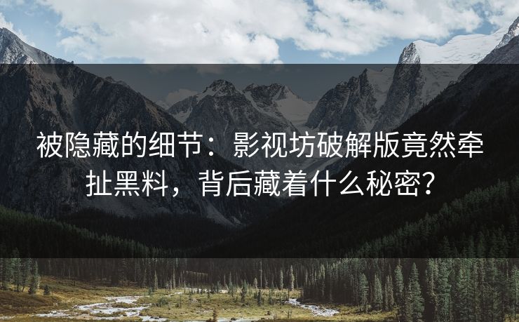 被隐藏的细节：影视坊破解版竟然牵扯黑料，背后藏着什么秘密？