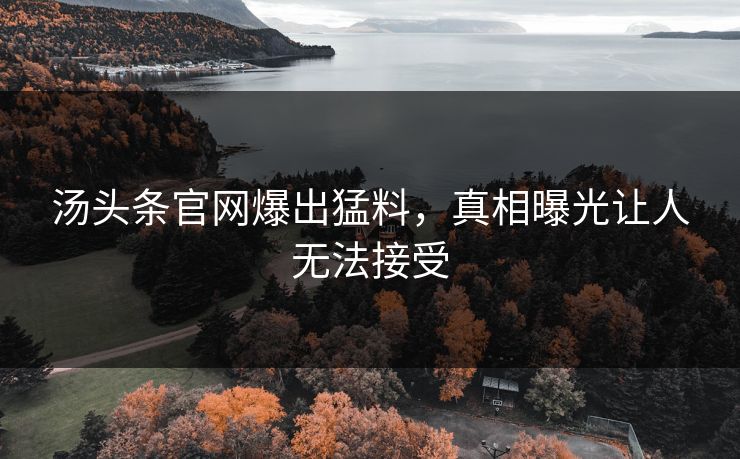 汤头条官网爆出猛料，真相曝光让人无法接受