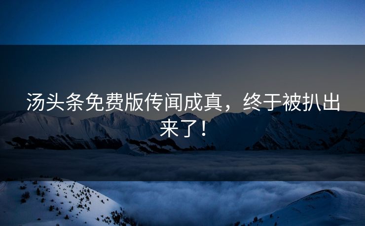 汤头条免费版传闻成真，终于被扒出来了！