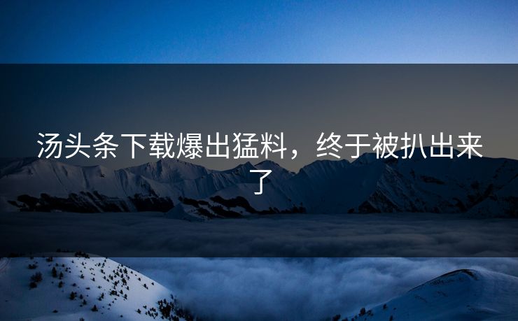 汤头条下载爆出猛料，终于被扒出来了