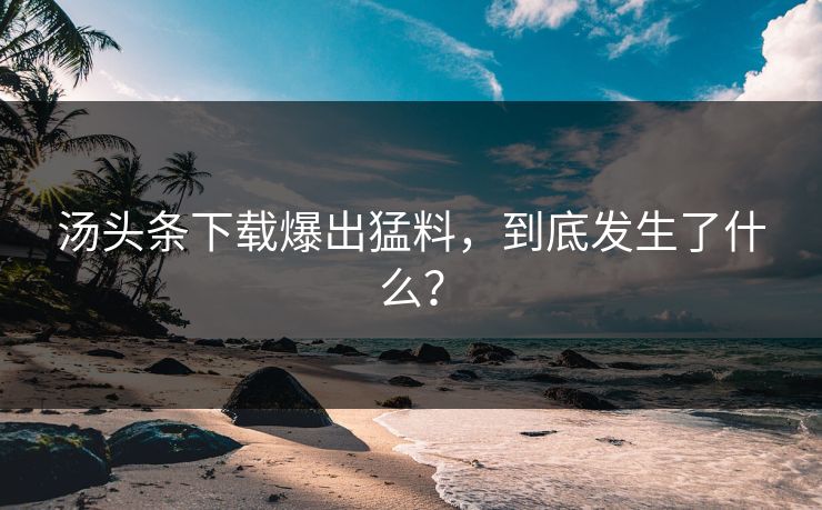 汤头条下载爆出猛料，到底发生了什么？