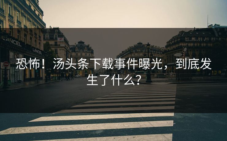 恐怖！汤头条下载事件曝光，到底发生了什么？