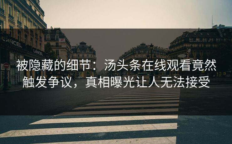 被隐藏的细节：汤头条在线观看竟然触发争议，真相曝光让人无法接受