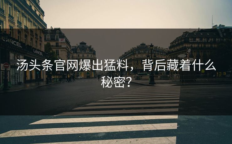 汤头条官网爆出猛料，背后藏着什么秘密？