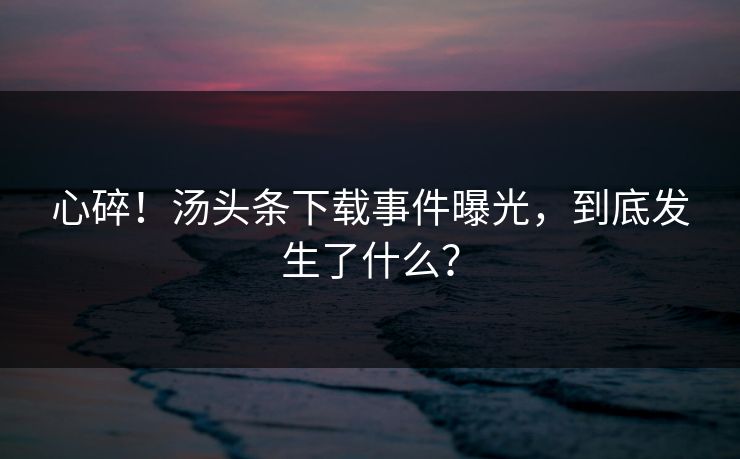 心碎！汤头条下载事件曝光，到底发生了什么？