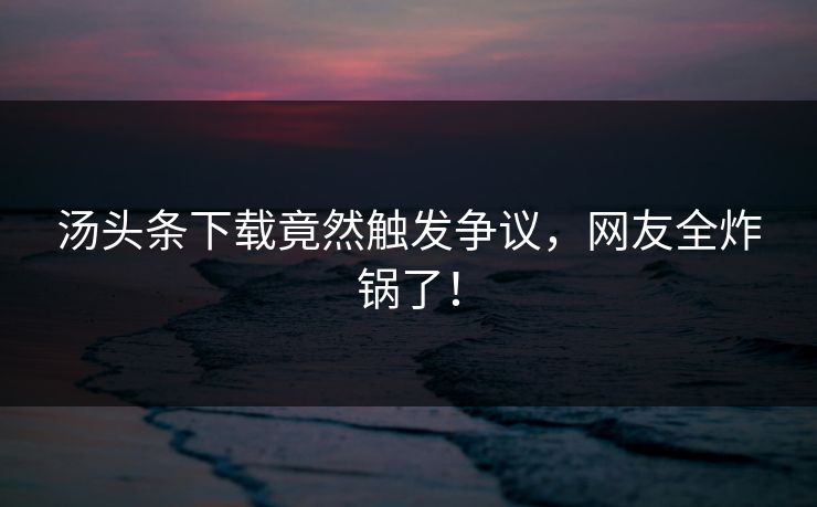 汤头条下载竟然触发争议，网友全炸锅了！