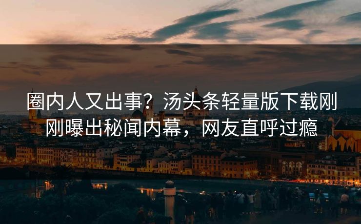 圈内人又出事？汤头条轻量版下载刚刚曝出秘闻内幕，网友直呼过瘾