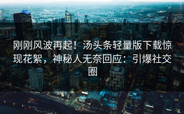 刚刚风波再起！汤头条轻量版下载惊现花絮，神秘人无奈回应：引爆社交圈