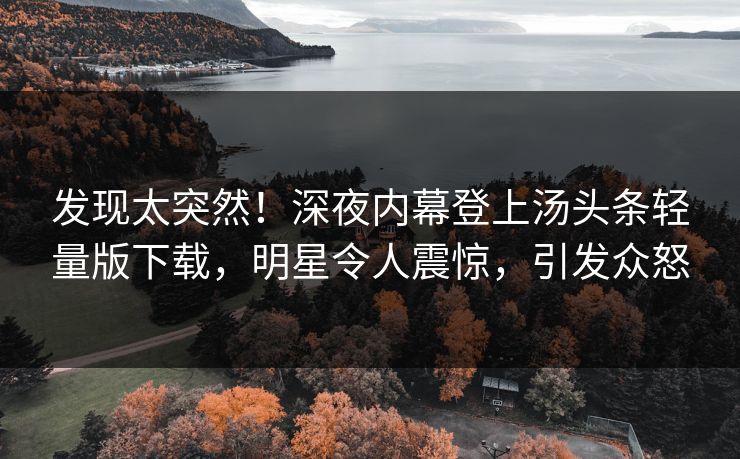发现太突然！深夜内幕登上汤头条轻量版下载，明星令人震惊，引发众怒