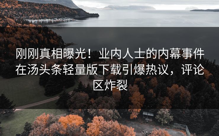 刚刚真相曝光！业内人士的内幕事件在汤头条轻量版下载引爆热议，评论区炸裂