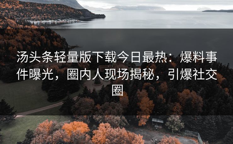汤头条轻量版下载今日最热：爆料事件曝光，圈内人现场揭秘，引爆社交圈