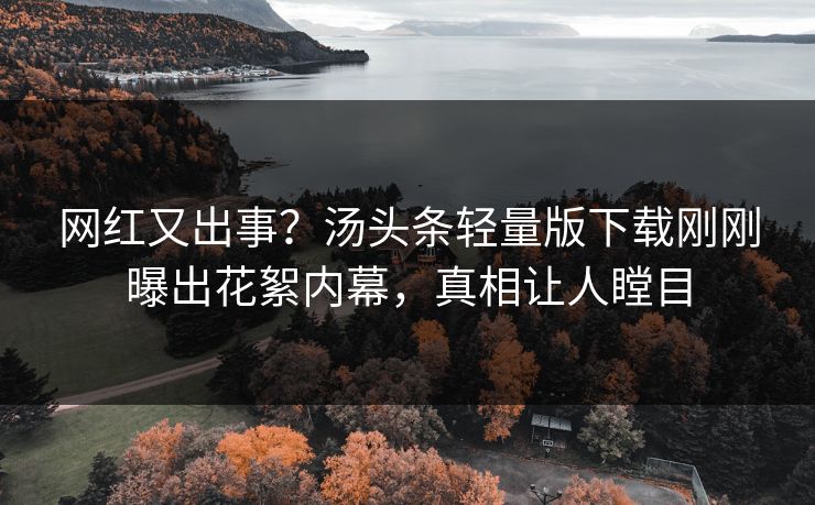 网红又出事？汤头条轻量版下载刚刚曝出花絮内幕，真相让人瞠目