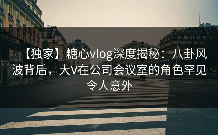 【独家】糖心vlog深度揭秘：八卦风波背后，大V在公司会议室的角色罕见令人意外