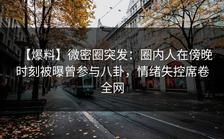 【爆料】微密圈突发：圈内人在傍晚时刻被曝曾参与八卦，情绪失控席卷全网