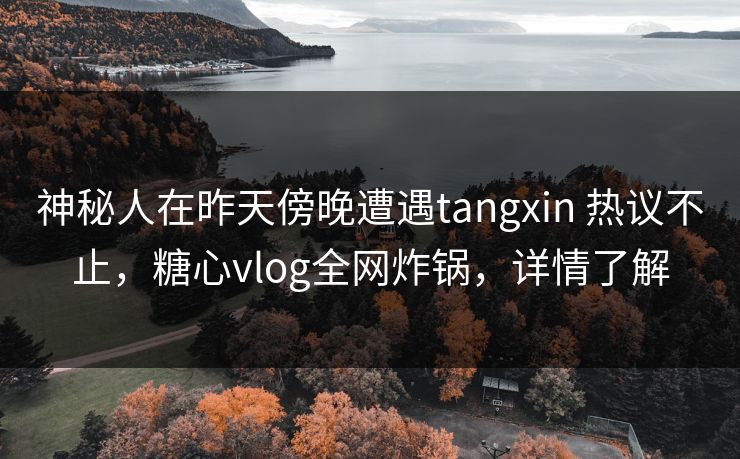 神秘人在昨天傍晚遭遇tangxin 热议不止，糖心vlog全网炸锅，详情了解